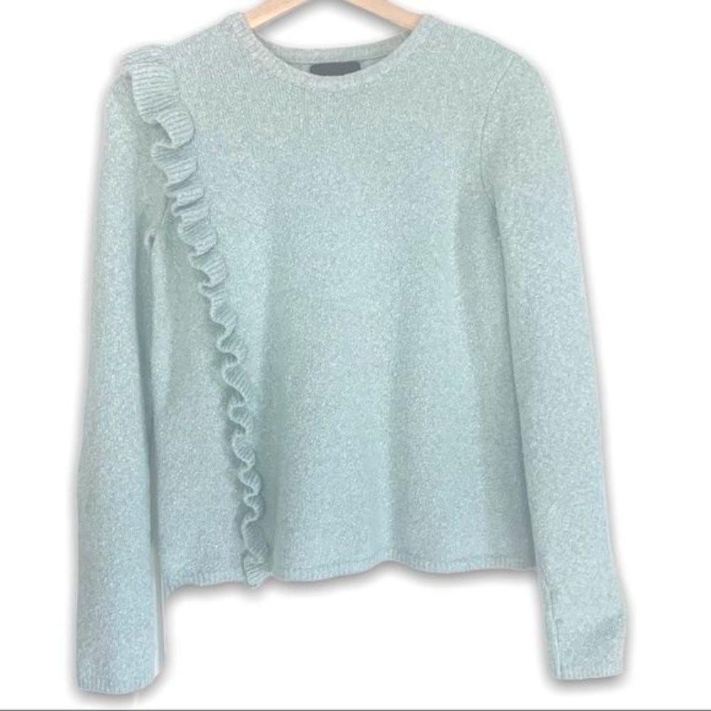 Cynthia Rowley Marled Knit & Ruffle Sweater